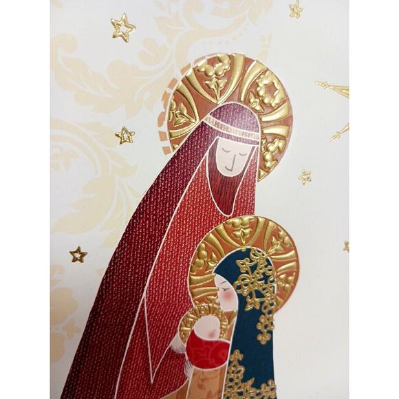 Fancy Box 16 Christmas CARDS GOLD LEAF Baby JESUS Mary Joseph Star Religious - Picture 2 of 16